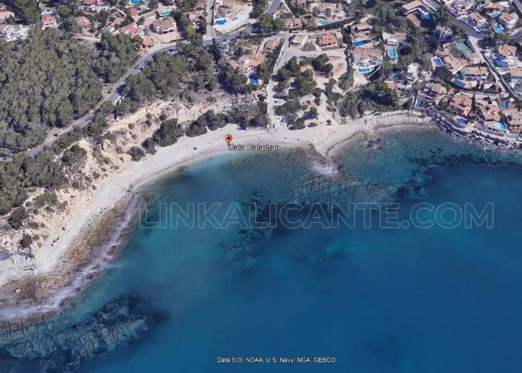 Cala Baladrar, Mapa