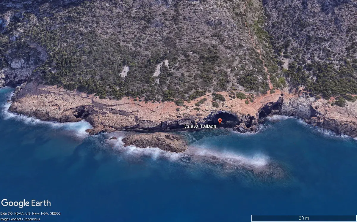 Cova Tallada, vista aérea con Google Earth