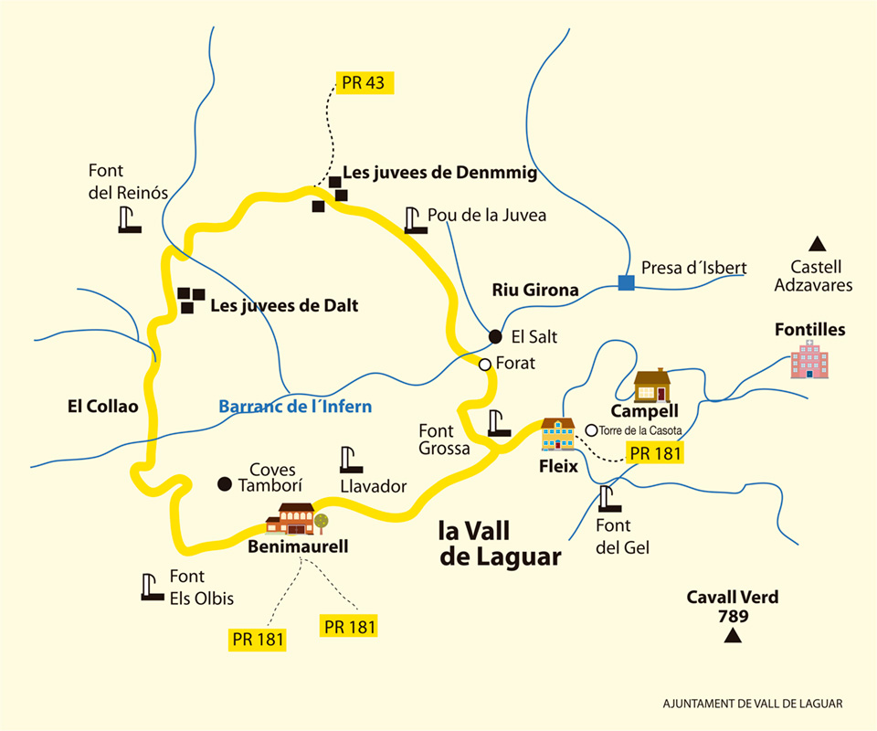 Map of the Barranc de l'Infern trail - PR-CV 147