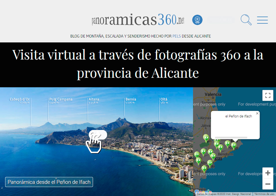 Panoramicas 360 fotografías montañas Alicante