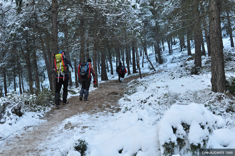 Ascent to Montcabrer from Agres (with snow)