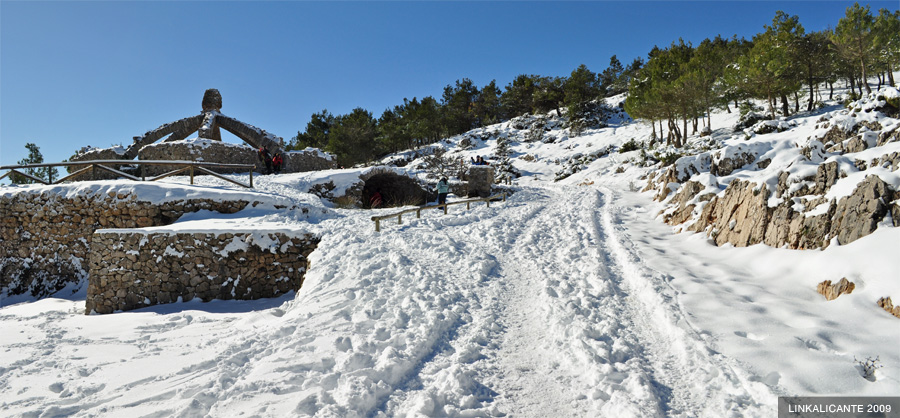 Ascent to Montcabrer from Agres (with snow)