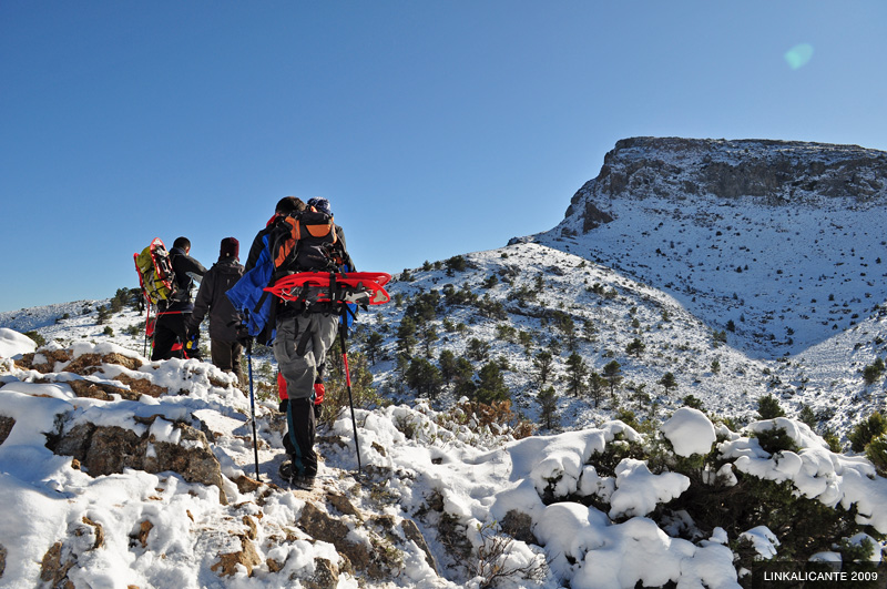 Ascent to Montcabrer from Agres (with snow)