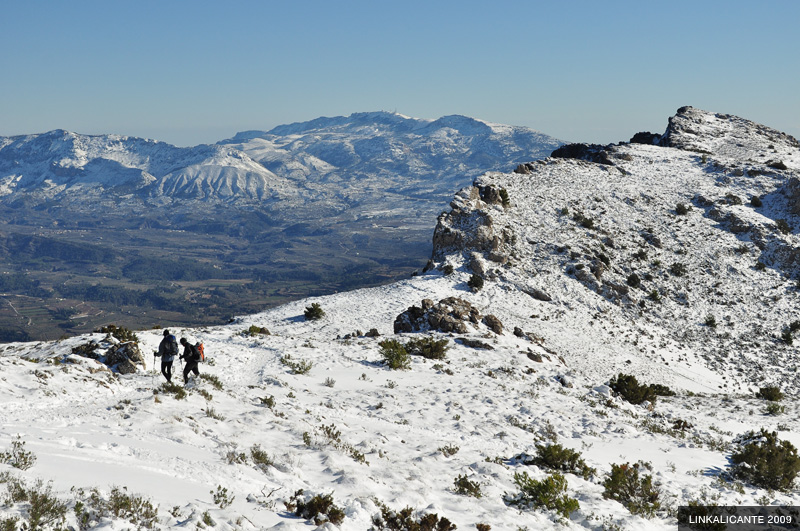 Ascent to Montcabrer from Agres (with snow)