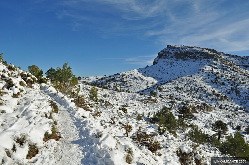 Ascent to Montcabrer from Agres (with snow)