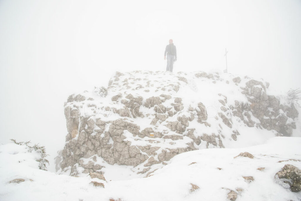 Ruta subida Pla de la Casa desde Benasau con nieve, Serrella