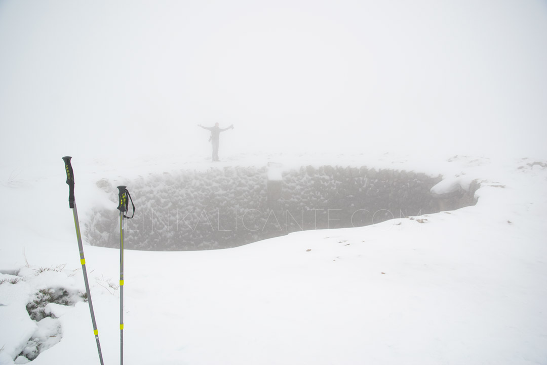 Ruta subida Pla de la Casa desde Benasau con nieve, Serrella