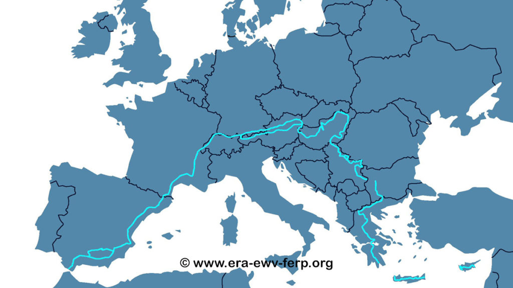 Mapa sendero E-4 Europa